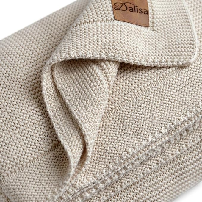 Dalisa 100% Organic Turkish Cotton Throw Blanket - GOTS Certified, Cozy - Perfect for Couch, Bed, and Home Decor - Boho Vintage Knit Alina (Stone, 60x80)