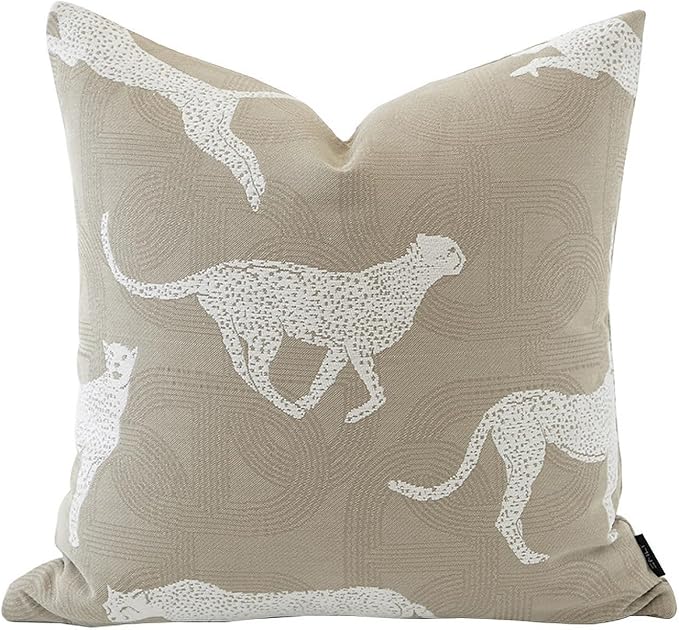 Croker Horse 22x22'' Inches Throw Pillow Cushion Cover - Leopard Pattern Chenille Jacquard Luxury Style Couch Sofa Pillow for Living Room Bedroom