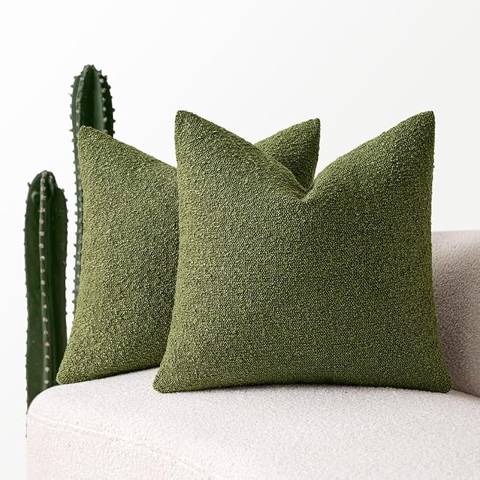 MIULEE 18x18 Pillow Insert Throw Pillow Insert 18x18 Inch Decorative Couch Pillow Covers Textured Boucle Accent Solid Throw Pillow Covers