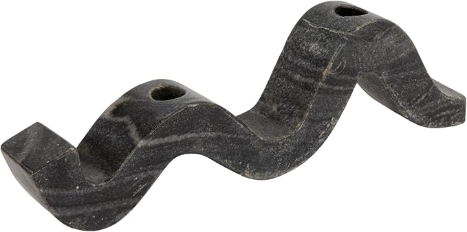 Bloomingville Marble Wave Double Taper Candle Holder, Grey