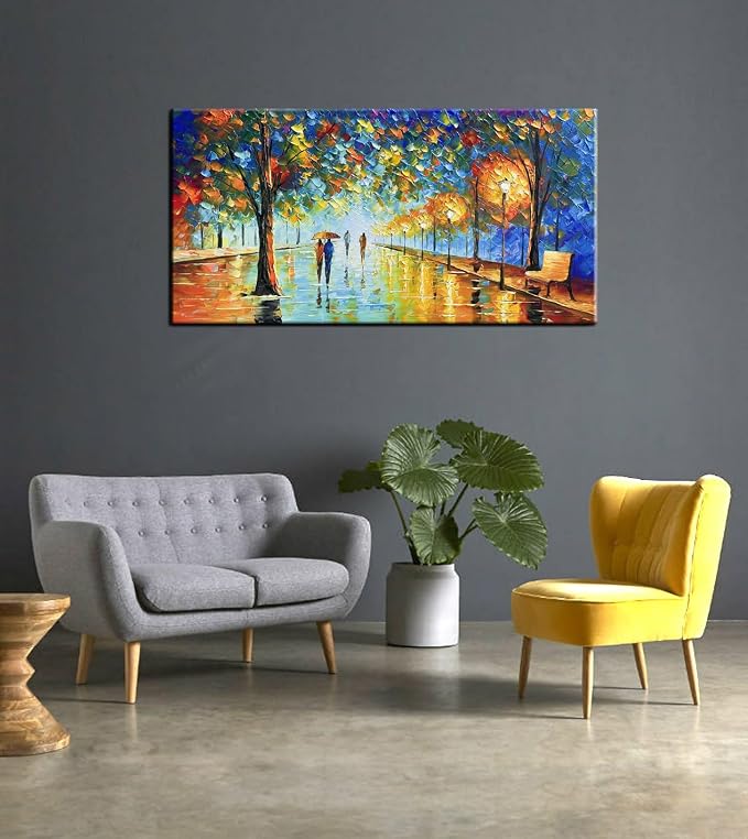 Tyed art- Large Modern Wall Art , handpainted Canvas Paintings Landscape ,Framed Textured Wall Art Painting,Abstract Landscape Artworks ,Home Wall art Living room bedroom bedside sofa background Wall Decor , 60 by30 inch