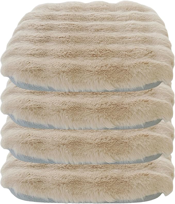 Lifup 4 Pack Square Chair Pads Memory Foam Seat Cushion Soft Cozy Plush Non Slip Thick Pad with Ties and Removable Cover for Dining Room, Office Khaki 14 x 14 Inch