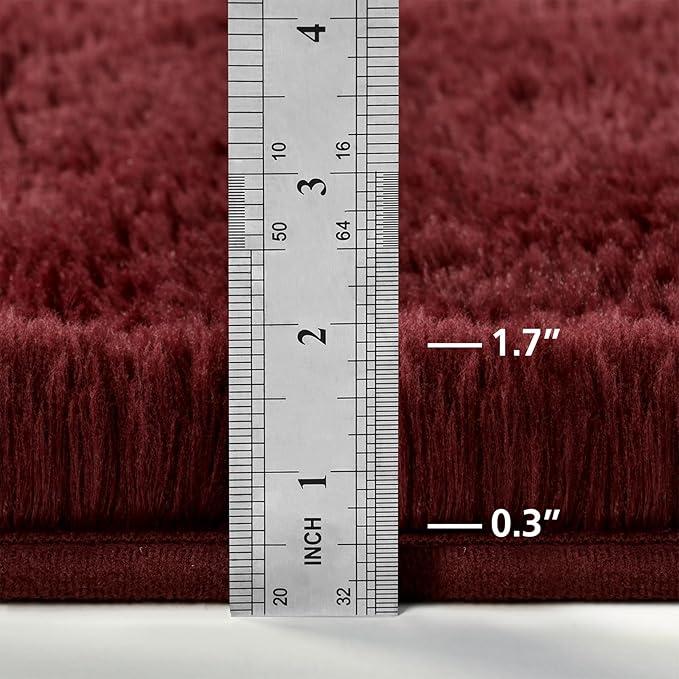 Deerhoo Large Shag Area Rugs 8 x 10, Plush Fuzzy Rugs for Living Room, Ultra Soft Fluffy Furry Rug for Bedroom, Indoor Carpet Nursery Rugs for Kids Room Home Decor, Burgundy