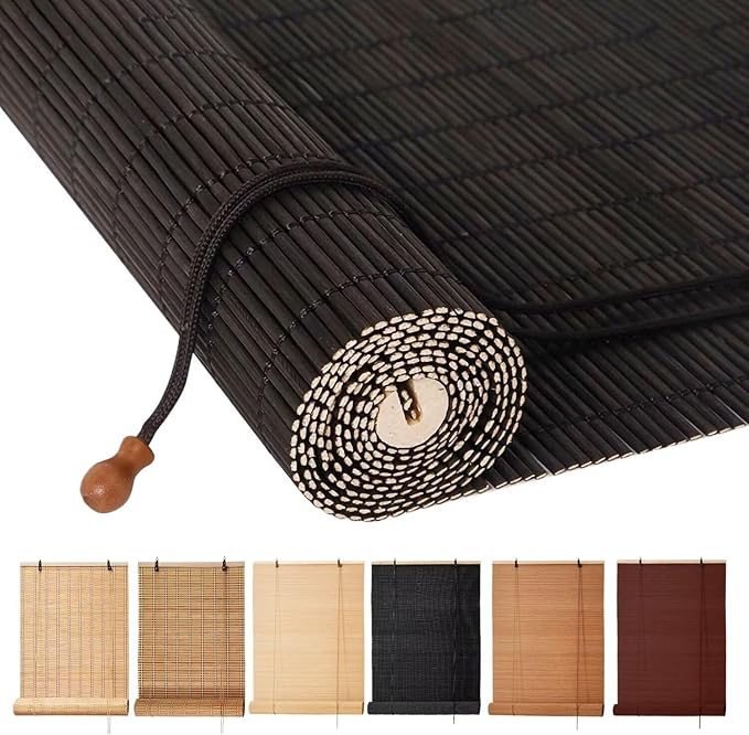 Bamboo Blinds, Easy to Install Bamboo Shades for Indoor Windows, Custom Sizes Roller Shades for Indoor Windows, Roll Up Blinds Indoor Outdoor Patio