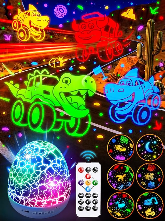 Beast Truck Toys 【15 Sounds & 6 Films】 Dinosaur Toy Trucks for Boys Age 3-7 [31 Colors & Remote Control] Dinosaur Toys for Kids 3-5 Egg Light for Nursery Egg Night Light for Kids Boy Toys for Boys