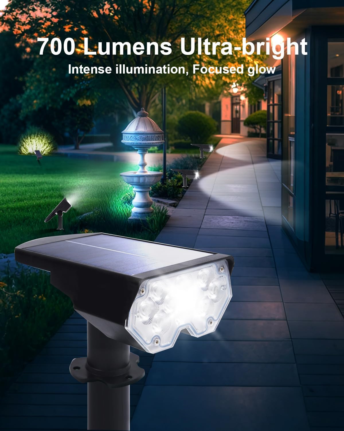 6 Pack Solar Powered Outdoor Spot Lights Outside Waterproof 20 LEDs Landscape Spotlights Dusk to Dawn for House Yard Tree, Plants, Walls, Path, Garden, Statues, Superior Accent Lamp Cool White