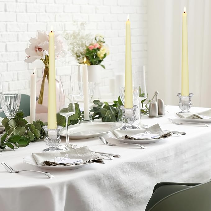 Clear Glass Candlestick Holders Taper Candle Holder Bulk 2.5 Inch Candle Stick Holder for Table Centerpiece Mantel Wedding Housewarming Gift Rustic Vintage Valentines Dinning Decoration