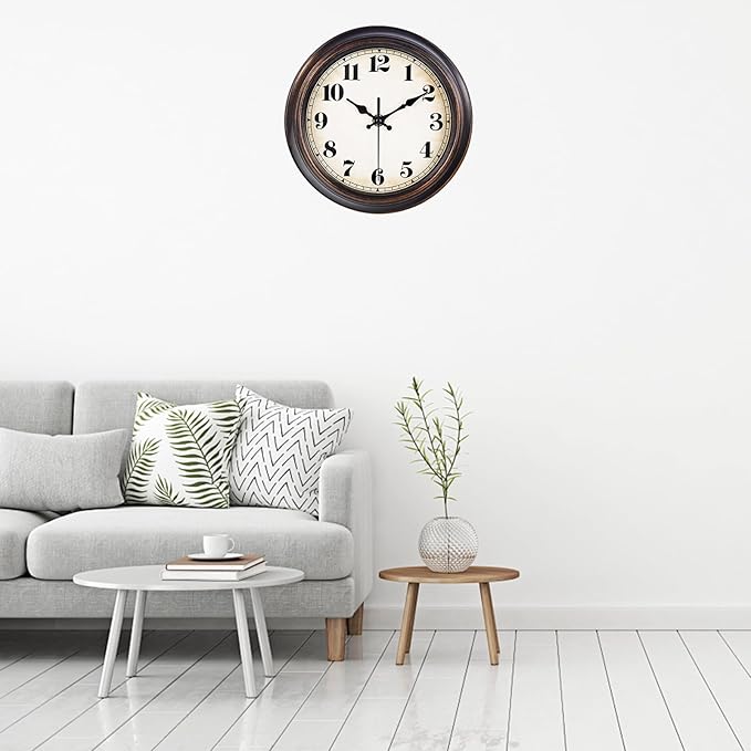 Yoiolclc Vintage Wall Clock 8 Inch Retro Silent Small Wall Clocks Battery Operated for Kitchen Bathroom Bedroom Home Decor (Bronze)