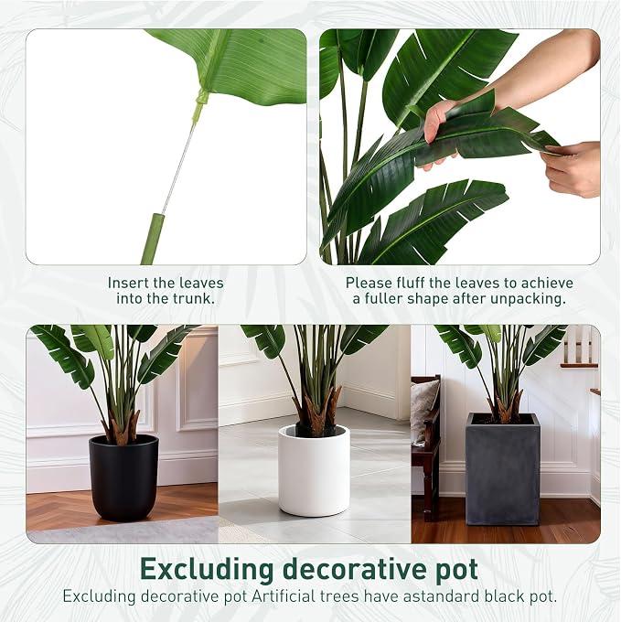 YEPDIN 7 FT Artificial Bird of Paradise Plants Decoration Large Fake Tree | Fake Banana Leaf Plant Decor Large Faux trees Realistic Indoor Outdoor Tall Floor Plants for Living Room, Office Decor