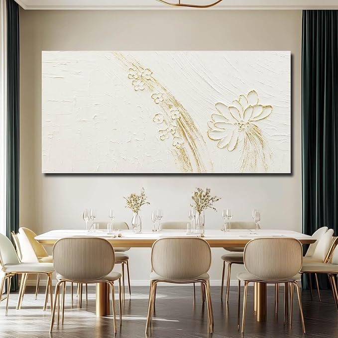 VAYIMDH Modern Canvas Wall Decor Floral Hand Painted Wall Art Textured Wall Posters 29"x58" Wall Decorations for Living Room Pictures for Kitchen