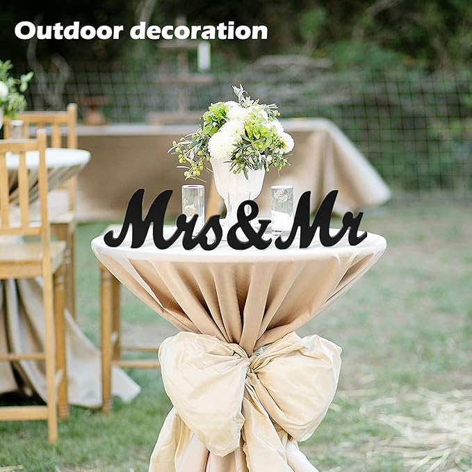 Mr Mrs Sign for Wedding Table, Mr and Mrs Wooden Letters,Large Mr. & Mrs.Party Decoration Items,Head Table Wedding Wood Letter, Anniversary Party Valentine's Day Vintage Decor,Black