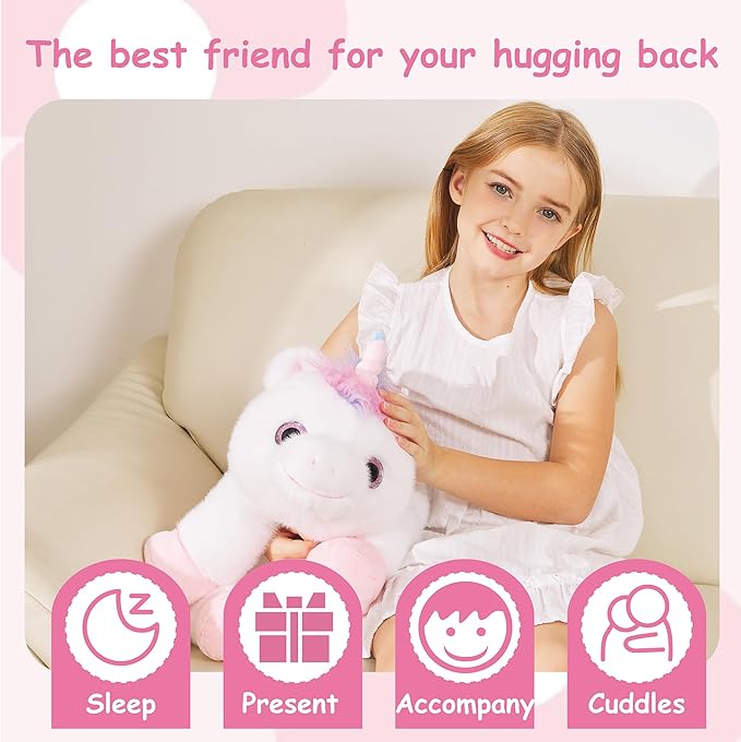 GILFWM Weighted Stuffed Animals Unicorn - 20.5" Cute Toy Pillow Plushie Gifts for Kids Boys Girls & Adults, 3 lbs Soft Washable Plush Pillowfort