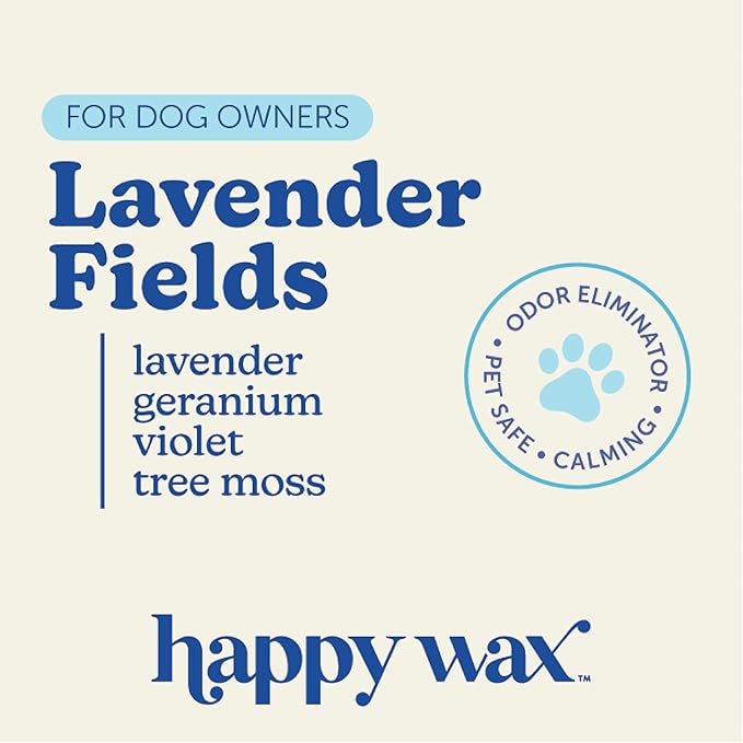 Happy Wax Pet Scents Mix Premium Scented, Non Toxic, Pet Safe, Odor Eliminating, Dye-Free Soy Wax Melts – 6 Total Oz: Lavender Fields for Dogs, Sugared Fruit for Cats and Teakwood Trails for Pets