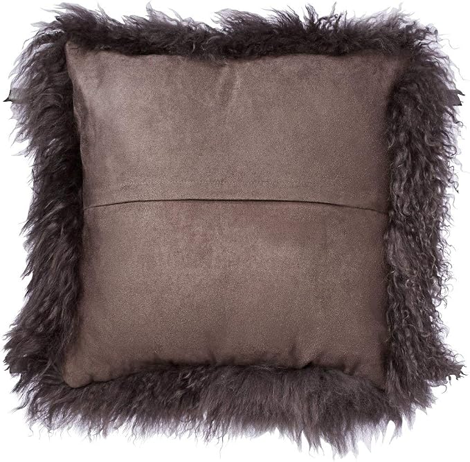 SARO LIFESTYLE Mongolian Lamb Fur Poly Filled Throw Pillow