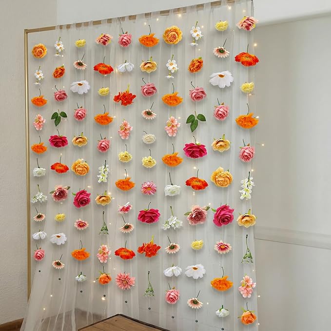 Suncalla 12 Pcs 70.8 ft Flower Garlands Hanging Artificial Wildflower Vine Decor from Ceiling Floating Floral Backdrop Silk Fake Flower Garland for Wedding Home Garden Wall Arch(Rose)