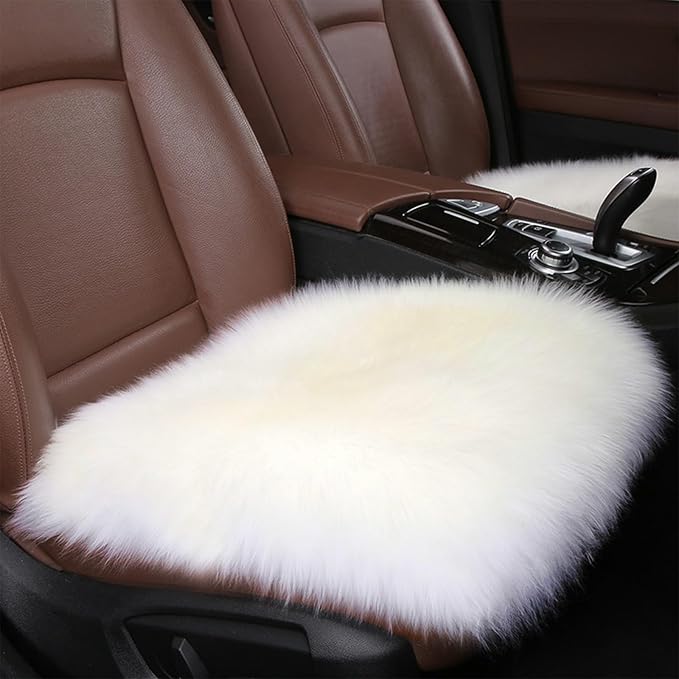 Natural Wool 4Pack Sheepskin Chair Pad 18"*18" Cream White | Soft Like Clouds Non-Slip Design Sheepskin Chair Seat Cushion For Office Dressing Table Computer Dining Chair Pad