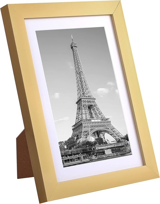 upsimples 5x7 Picture Frame Set of 10, Display Pictures 4x6 with Mat or 5x7 Without, Multi Photo Frames Collage for Wall or Tabletop Display, Gold