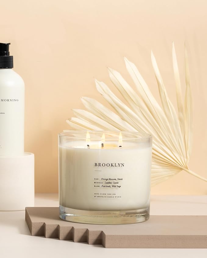 Brooklyn Candle Studio Brooklyn XL 3 Wick Candle - Luxury Scented Candle, Vegan Soy Wax, Hand Poured in The USA, 100 Hour Slow Burn Time - 27oz