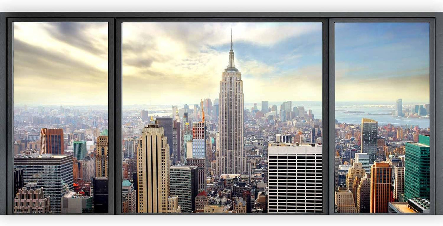 artgeist Wall Mural New York 216x98 in - XXL Non-Woven Corner Wallpaper Fleece Angle Wall Decor Photo Print Picture Image Design Modern City Panorama Window View NYC c-A-0046-a-a