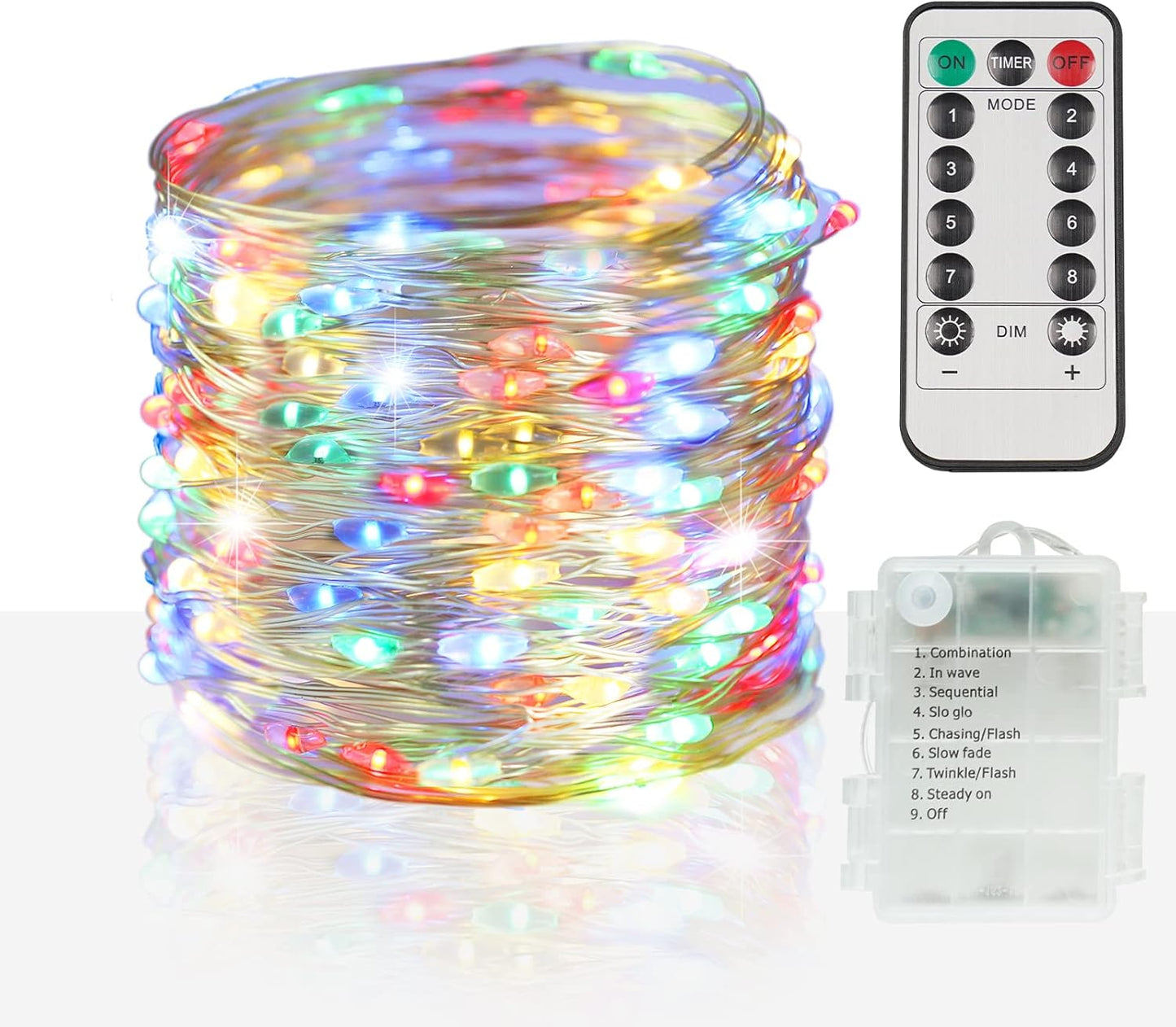 suddus 66ft 200 LED Outdoor String Lights, Multi Color Fairy Lights Battery Operated with Remote, Led Twinkle Lights for Bedroom, Backyard, Wedding, Tree, Mason Jar, Wall, Centerpiece, Christmas