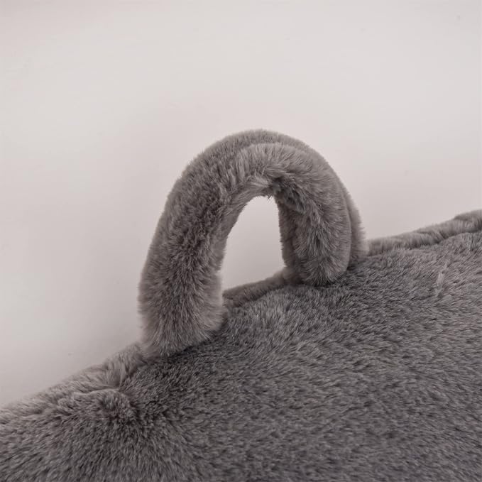 A Nice Night Faux Fur Reading Pillow Bed Wedge Large Adult Children Backrest with Arms Back Support for Sitting Up in Bed/Couch for Bedrest,Gray,Large