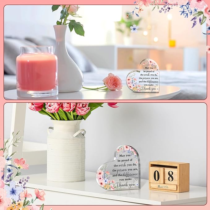 Yinder Thank You Gifts for Women Appreciation Gifts for Coworker Employee Nurse Teacher Leader Boss Inspirational Quotes Acrylic Desk Decor for Home Office Farewell Retirement