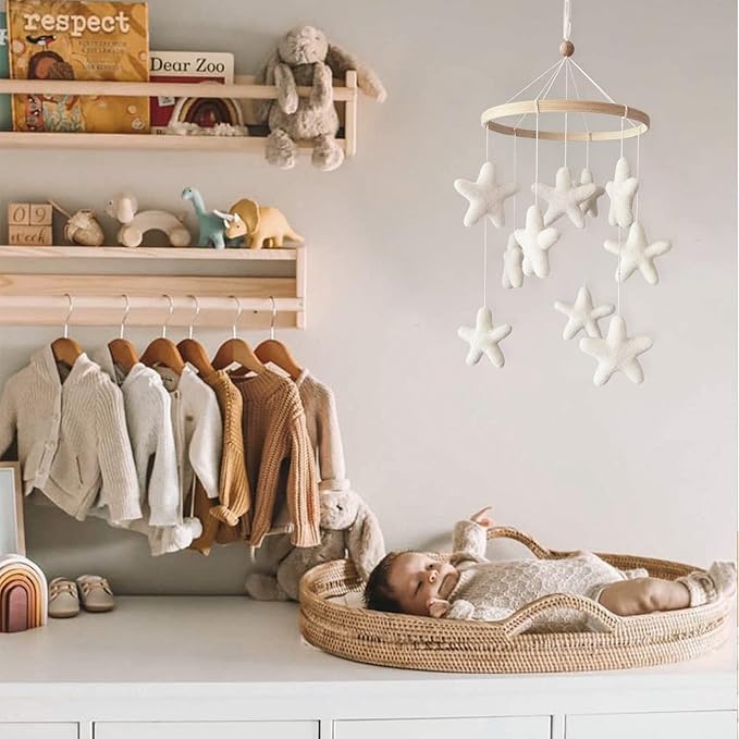 Baby Mobile for Crib - Boho Crib Mobile - Felt Star Mobile - Gender Neutral Baby Mobile - Boho Nursery Decor - Crib Mobile for Girls, Boys - Mobile for Bassinet, Pack N Play - Star