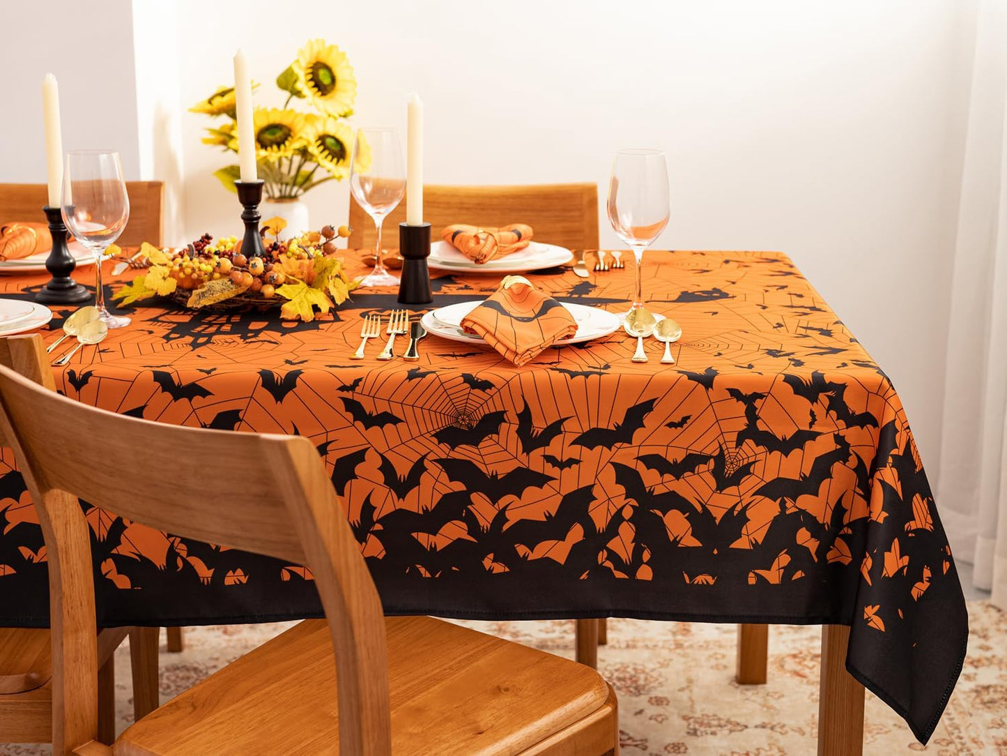 YiHomer Halloween Silhouettes Tabletop for Halloween Decorations, Dinner Parties and Scary Movie Nights, Horror Night, Tablecloth, 60 x 102 Rectangle