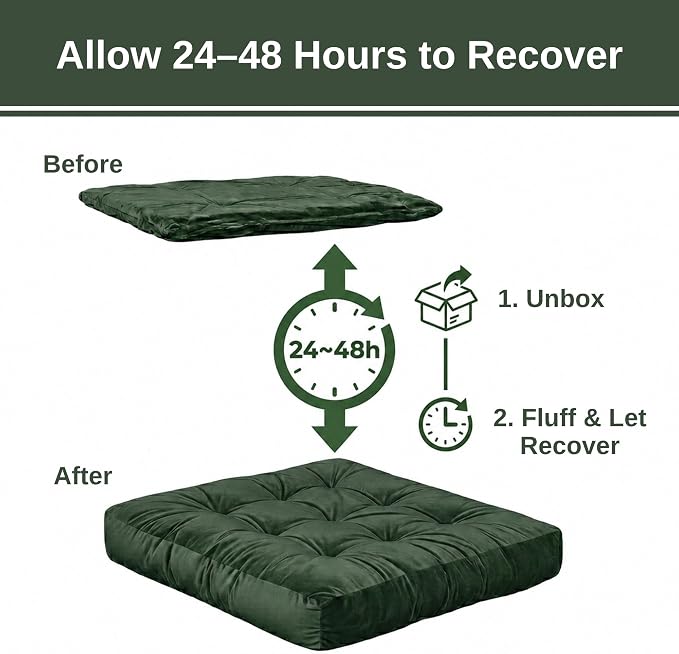 Floor Pillows for Adults Set of 2, Soft Velvet Floor Cushions for Sitting, Square Tufted Floor Pillow Set for Reading Nook, Living Room, Bedroom, 22 x 22 Inch, Green