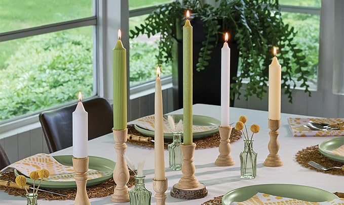 Root Candles 12-Count Unscented Taper Candles Smooth Hand-Dipped Dripless Beeswax Enhanced Boxed Candle Set, 12-Inch, White