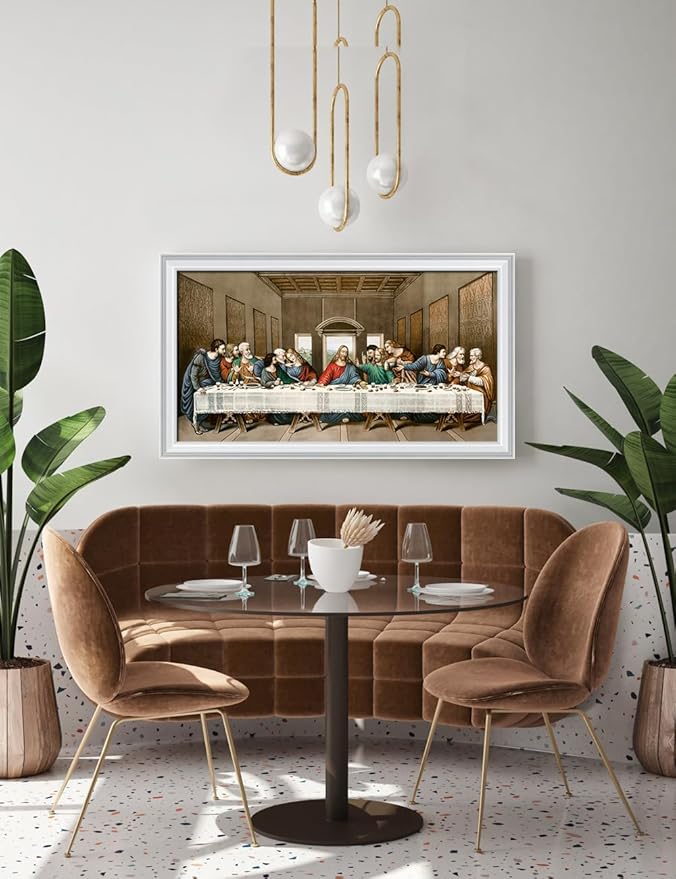 DECORARTS - The Last Supper by Leonardo Da Vinci Giclee Reproduction, Giclee Print on Acid-Free Cotton Canvas with Matching White Solid Wood Frame