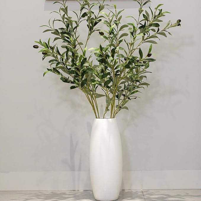 Heleze 39 Inch Artificial Olive Branches for Vases, Fake Plants Greenery Stems with 222 Leaves Faux Olive Tree Branches Home Decor Indoor 4PCS