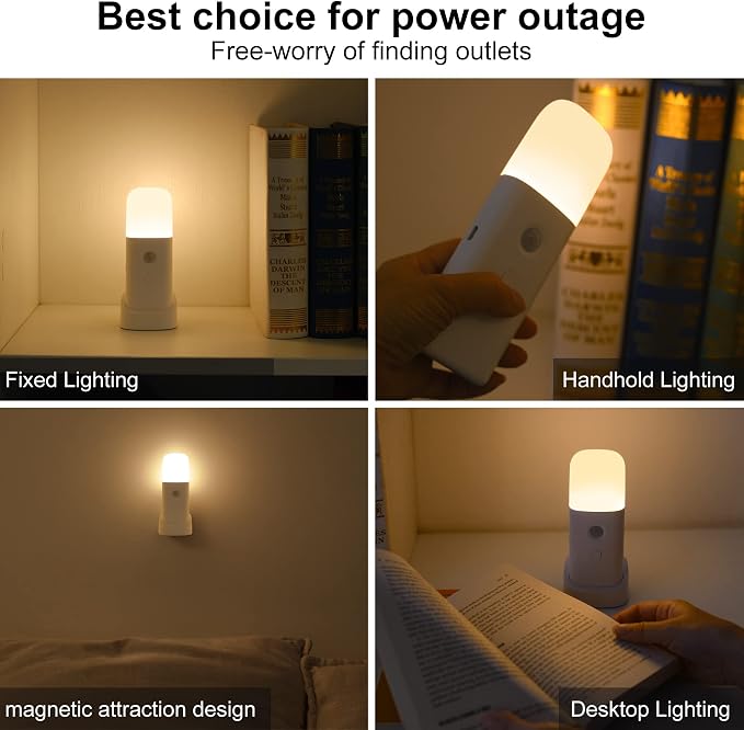 CREWEEL Motion Sensor Night Light, Dimmable Night Lights with 5 Brightness Levels, 2000mAh Rechargeable Battery Operated Light, Portable Motion Sensor Light for Kids Room, Bedroom, Hallway.