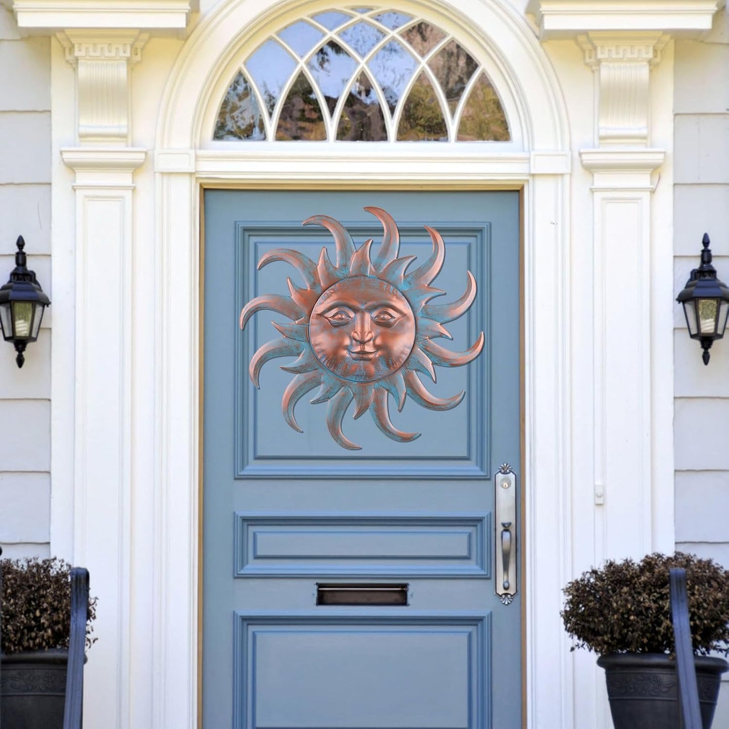 VZVXCC Sun Metal Wall Art Outdoor Decor - Cute Sun Face Metal Wall Sculpture Statues Wall Art Hanging Decoration for Indoor Outdoor,Garden, Home, Farmhouse, Fence Balcony Patio and Bedroom