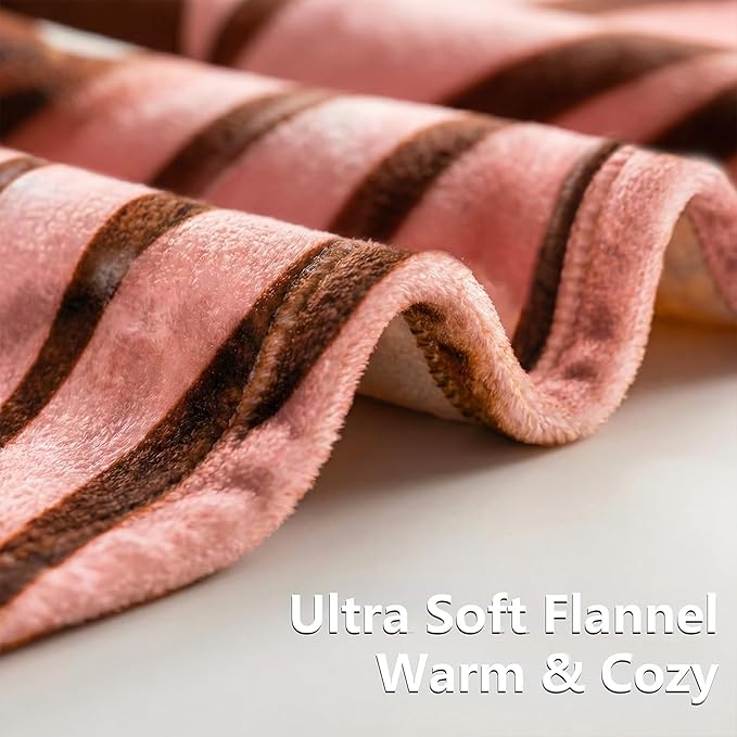 Vessia Pink and Brown Donuts Printed Throw Blanket, Realistic Funny Food Blanket for Adults and Kids, 300GSM Soft Throw for Couch, Sofa, Bed, Nice Home Decor for All Seasons, 60 inches