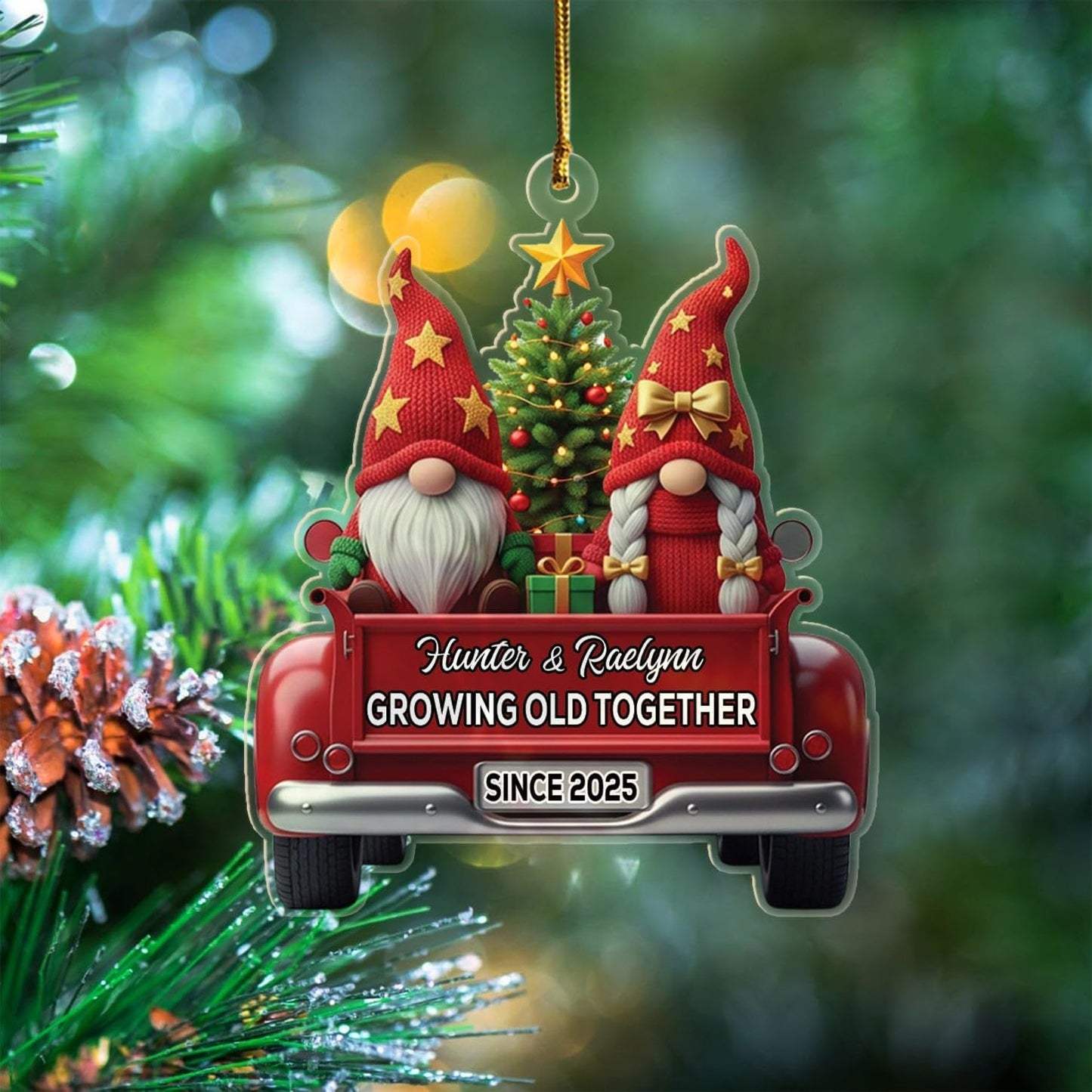 Personalized Mr & Mrs Gnome Growing Old Together Since Ornament, Custom Names Mr & Mrs Gnome Married Christmas Ornaments 2025, Wedding Anniversary Marriage Ornament Gift for Old Couple Husband Wife