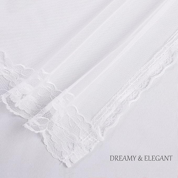 Greyish White Blackout Curtains Set - Double Layers Voile Sheer Light Blocking Draperies with Tie-Backs for Bedroom Windows, 52 x 63 inches, Greyish White, 2 Pieces
