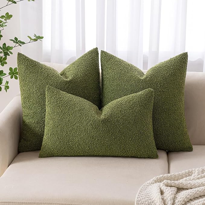 MIULEE 18x18 Pillow Insert Throw Pillow Insert 18x18 Inch Decorative Couch Pillow Covers Textured Boucle Accent Solid Throw Pillow Covers