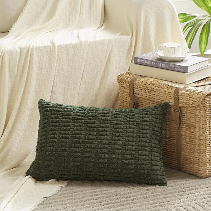 Fancy Homi 4 Packs Decorative Throw Pillow Covers for Living Room Couch Bed, Modern Farmhouse Boho Home Décor Accent Cushion Case, 24" x 16" (Pack of 4), Olive Green