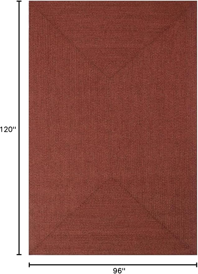 Superior Indoor Outdoor Area Rug, Handwoven Reversible Braided Home Decor for Living Room, Kitchen, Dining Room Floors, Patio, Front Porch, Deck, Modern, Boho, Farmhouse Style, 8' x 10', Brick