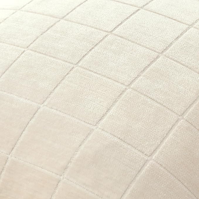 MIULEE Decorative Chenille Check Throw Pillow Covers Vintage Plaid Couch Pillows 18x18 Inch Set of 2 Neutral Boho Farmhouse Cushion Covers Modern Spring Home Decor for Sofa Bed Living Room Cream