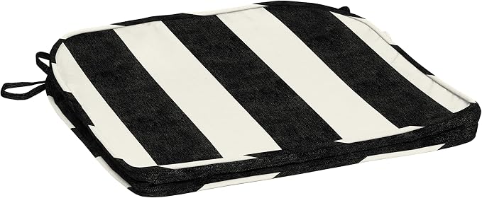 Arden Selections ProFoam Performance Outdoor Seat Cushion 19 x 20, Onyx Black Cabana Stripe
