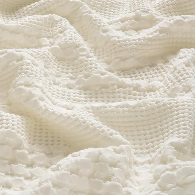 PHF 100% Cotton Waffle Pillow Shams California King Size, 2 Pack 20" x 40" Soft Skin-Friendly Pillowcases, No Filling, Aesthetic Woven and Breathable Waffle Weave Pillow Case Covers for Bed, Ivory