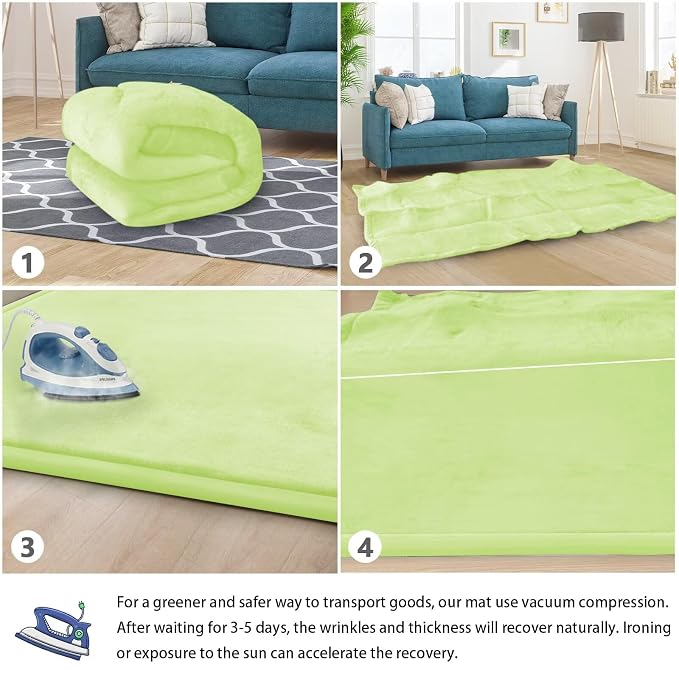 Baby Play Mat for Floor Nursery Muscle Mat Area Rug Playroom Rug 79x110" Elastic Foam 1.3" Thick Crawling Mat for Babies,Toddlers, Infants (Light Green)