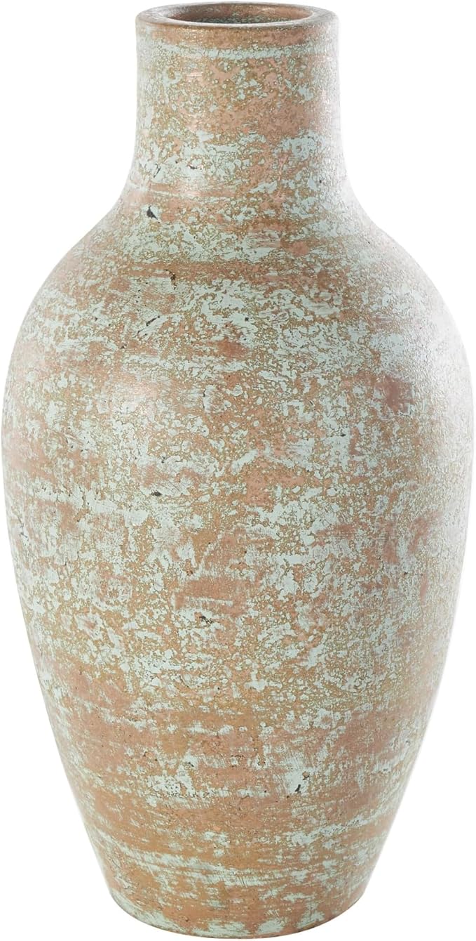 Deco 79 Ceramic Decorative Vase Antique Style Textured Patina Centerpiece Vase, Flower Vase for Home Decoration 10" x 10" x 20", Brown