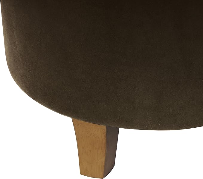 HomePop 19" Velvet Button Tufted Round Storage Ottoman - Brown Velvet