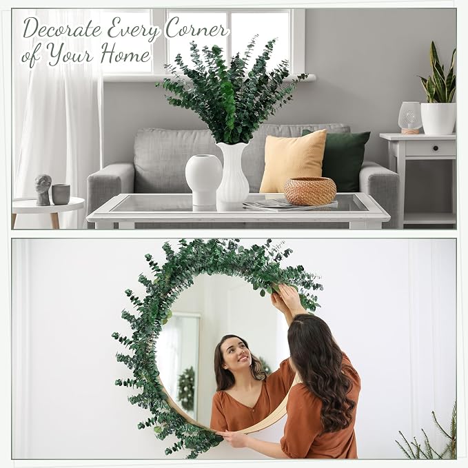 Knitgrip 120 Pcs Large Dried Eucalyptus Stems 17inch Natural Real Fresh Eucalyptus Branches for Shower Hanging Fresh Plant Greenery Leaves for Wedding Bathroom Vase Filler DIY Garland Decor