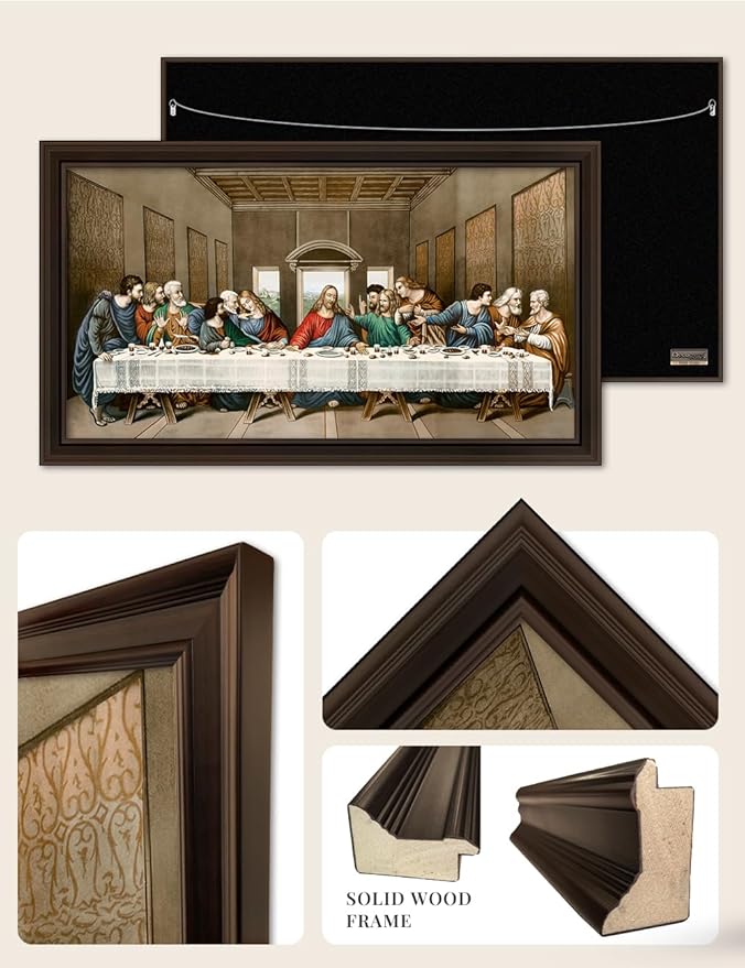 DECORARTS - The Last Supper by Leonardo Da Vinci Giclee Reproduction, Giclee Print on Acid-Free Cotton Canvas with Matching Deep Brown Solid Wood Frame