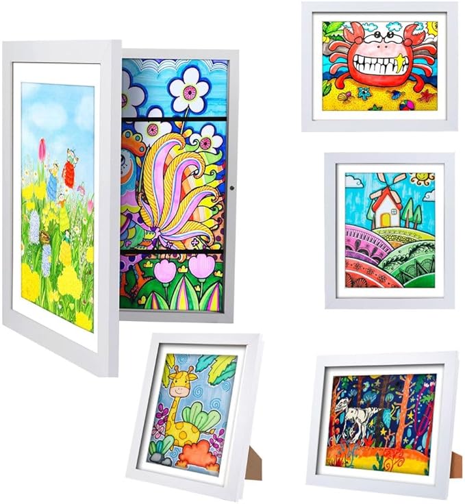 [3-Pack Kids Artwork Frames Changeable - Kids Art Frame,Front Opening Holds 150,Children Art Projects Kids Art Frames,10x12.5 Picture Frame for Display Kid Art Work,With Storage(White)
