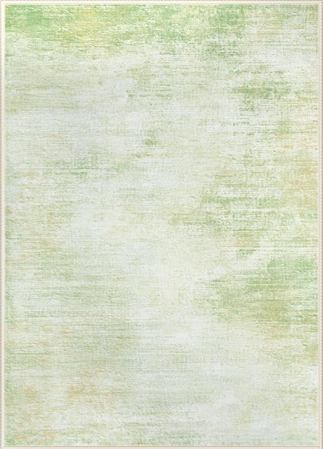 Area Rugs 9x12 Living Room: Washable Rug Modern Abstract Large Rugs Soft Non Slip Neutral Rug Stain Resistant Indoor Carpet for Bedroom Kitchen Dining Room Home Office Rugs(Green,9'x12')